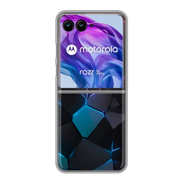 Пластиковый чехол на Motorola Razr 50 Ultra с принтом Геометрия неона