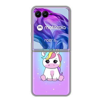 Пластиковый чехол на Motorola Razr 50 Ultra с принтом Единорог