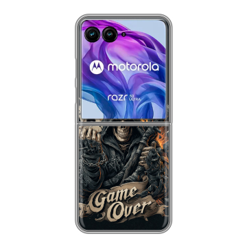 Пластиковый чехол на Motorola Razr 50 Ultra с принтом Скелет карты