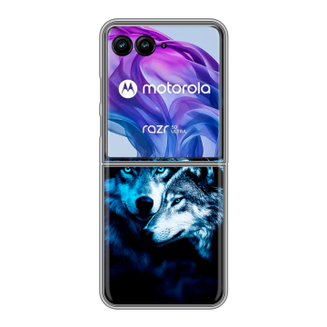 Пластиковый чехол на Motorola Razr 50 Ultra с принтом Волки