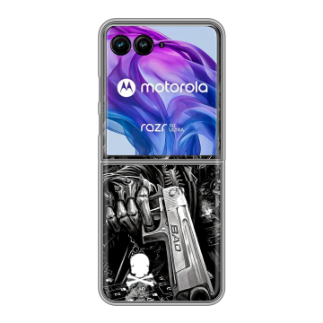 Пластиковый чехол на Motorola Razr 50 Ultra с принтом Скелет