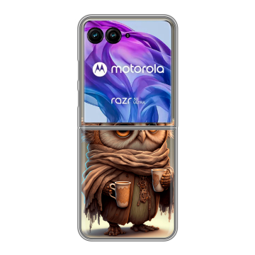 Пластиковый чехол на Motorola Razr 50 Ultra с принтом Сова