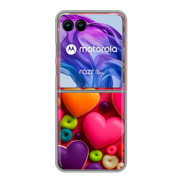 Пластиковый чехол на Motorola Razr 50 Ultra с принтом Сердечки
