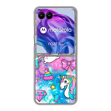 Пластиковый чехол на Motorola Razr 50 Ultra с принтом Единороги
