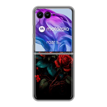 Пластиковый чехол на Motorola Razr 50 Ultra с принтом Розы красные