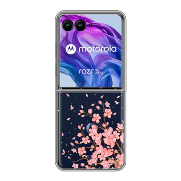 Пластиковый чехол на Motorola Razr 50 Ultra с принтом Ветка сакуры
