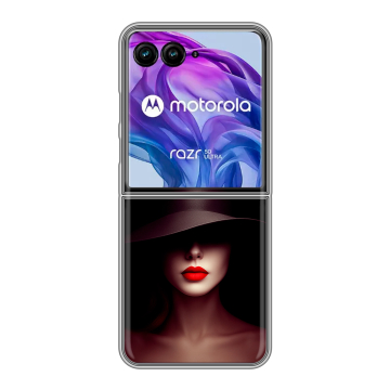 Пластиковый чехол на Motorola Razr 50 Ultra с принтом Девушка в шляпе