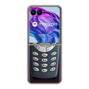 Пластиковый чехол на Motorola Razr 50 Ultra с принтом Старый телефон