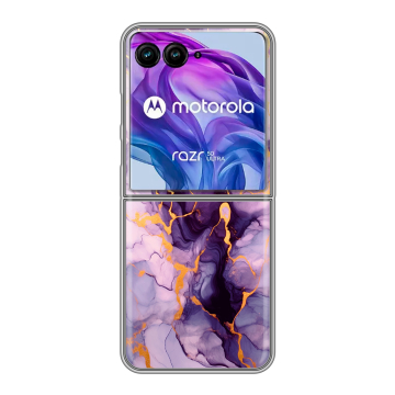 Пластиковый чехол на Motorola Razr 50 Ultra с принтом Мрамор