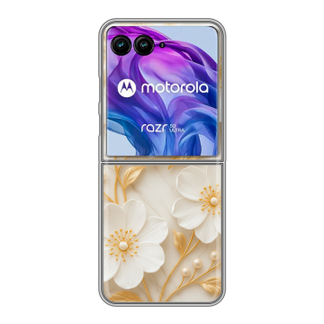 Пластиковый чехол на Motorola Razr 50 Ultra с принтом Цветы