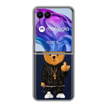 Пластиковый чехол на Motorola Razr 50 Ultra с принтом Мишка