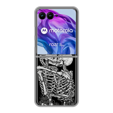 Пластиковый чехол на Motorola Razr 50 Ultra с принтом Поцелуй скелетов