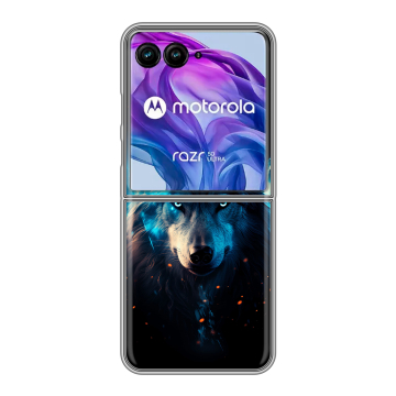 Пластиковый чехол на Motorola Razr 50 Ultra с принтом Волк ночной