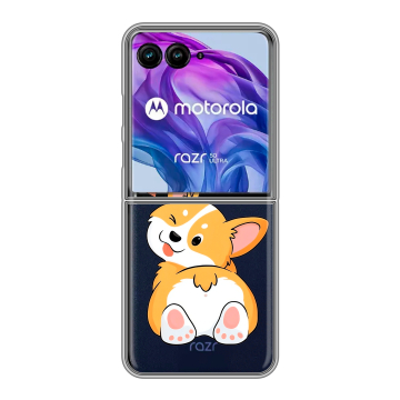 Пластиковый чехол на Motorola Razr 50 Ultra с принтом Корги