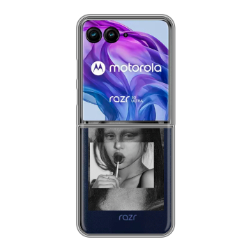 Пластиковый чехол на Motorola Razr 50 Ultra с принтом Мона Лиза