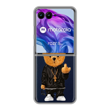 Пластиковый чехол на Motorola Razr 50 Ultra с принтом Плюшевый медведь