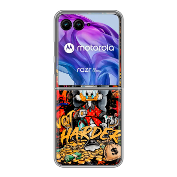 Пластиковый чехол на Motorola Razr 50 Ultra с принтом Дональд Дак Деньги