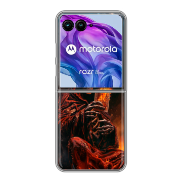 Пластиковый чехол на Motorola Razr 50 Ultra с принтом Скелет и карты