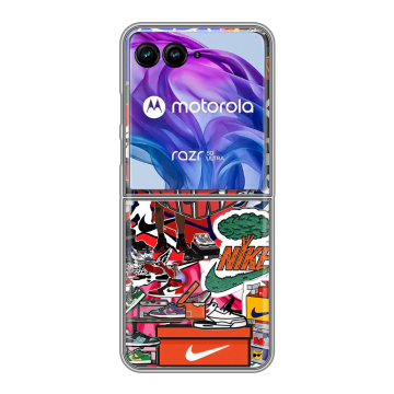 Пластиковый чехол на Motorola Razr 50 Ultra с принтом Найк Nike яркий