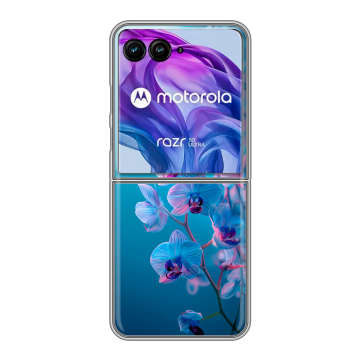 Пластиковый чехол на Motorola Razr 50 Ultra с принтом голубые орхидеи