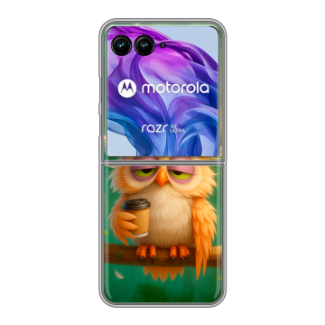 Пластиковый чехол на Motorola Razr 50 Ultra с принтом сова