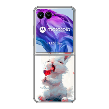 Пластиковый чехол на Motorola Razr 50 Ultra с принтом кролик зайчик