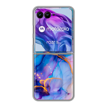 Пластиковый чехол на Motorola Razr 50 Ultra с принтом синий мрамор
