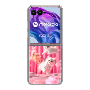 Пластиковый чехол на Motorola Razr 50 Ultra с принтом милые котики Пластиковый чехол на Motorola Razr 50 Ultra с принтом милые котики
