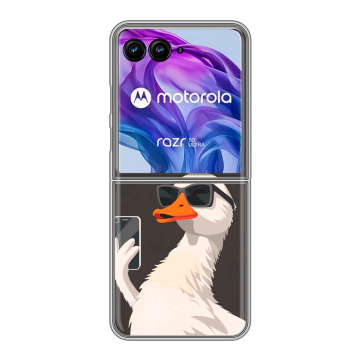 Пластиковый чехол на Motorola Razr 50 Ultra с принтом утка в очках