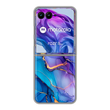 Пластиковый чехол на Motorola Razr 50 Ultra с принтом синий мрамор