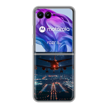 Пластиковый чехол на Motorola Razr 50 Ultra с принтом самолет