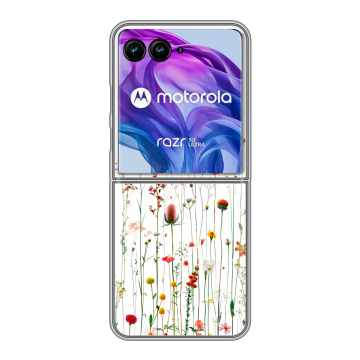 Пластиковый чехол на Motorola Razr 50 Ultra с принтом цветы