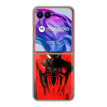 Пластиковый чехол на Motorola Razr 50 Ultra с принтом человек паук spiderman
