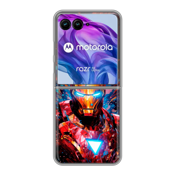 Пластиковый чехол на Motorola Razr 50 Ultra с принтом Железный человек Ironman