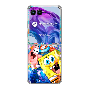 Пластиковый чехол на Motorola Razr 50 Ultra с принтом спанчбоб спанч боб