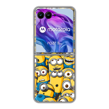 Пластиковый чехол на Motorola Razr 50 Ultra с принтом Миньоны