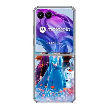 Пластиковый чехол на Motorola Razr 50 Ultra с принтом Холодное сердце Frozen