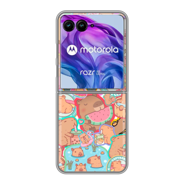 Пластиковый чехол на Motorola Razr 50 Ultra с принтом капибары