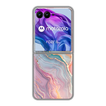 Пластиковый чехол на Motorola Razr 50 Ultra с принтом розовый мрамор