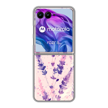 Пластиковый чехол на Motorola Razr 50 Ultra с принтом цветы лаванда