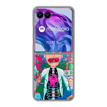 Пластиковый чехол на Motorola Razr 50 Ultra с принтом Рик и Морти Rick Morty