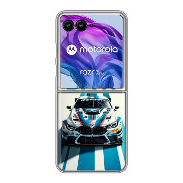 Пластиковый чехол на Motorola Razr 50 Ultra с принтом БМВ BMW