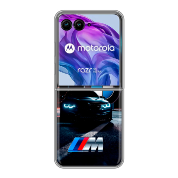Пластиковый чехол на Motorola Razr 50 Ultra с принтом БМВ BMW