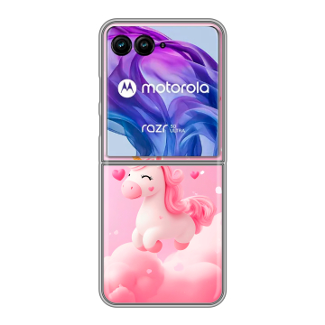 Пластиковый чехол на Motorola Razr 50 Ultra с принтом Единорог