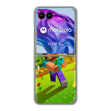 Пластиковый чехол на Motorola Razr 50 Ultra с принтом Майнкрафт Minecraft