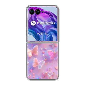 Пластиковый чехол на Motorola Razr 50 Ultra с принтом Бабочки