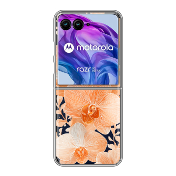 Пластиковый чехол на Motorola Razr 50 Ultra с принтом Бежевые цветы Пластиковый чехол на Motorola Razr 50 Ultra с принтом Бежевые цветы