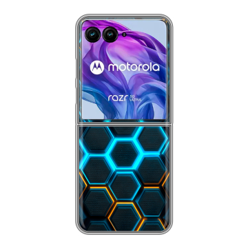 Пластиковый чехол на Motorola Razr 50 Ultra с принтом Неоновые соты Пластиковый чехол на Motorola Razr 50 Ultra с принтом Неоновые соты