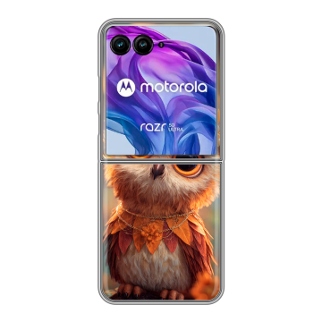 Пластиковый чехол на Motorola Razr 50 Ultra с принтом Милая сова Пластиковый чехол на Motorola Razr 50 Ultra с принтом Милая сова