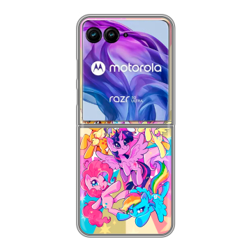 Пластиковый чехол на Motorola Razr 50 Ultra с принтом My little pony Дружба чудо